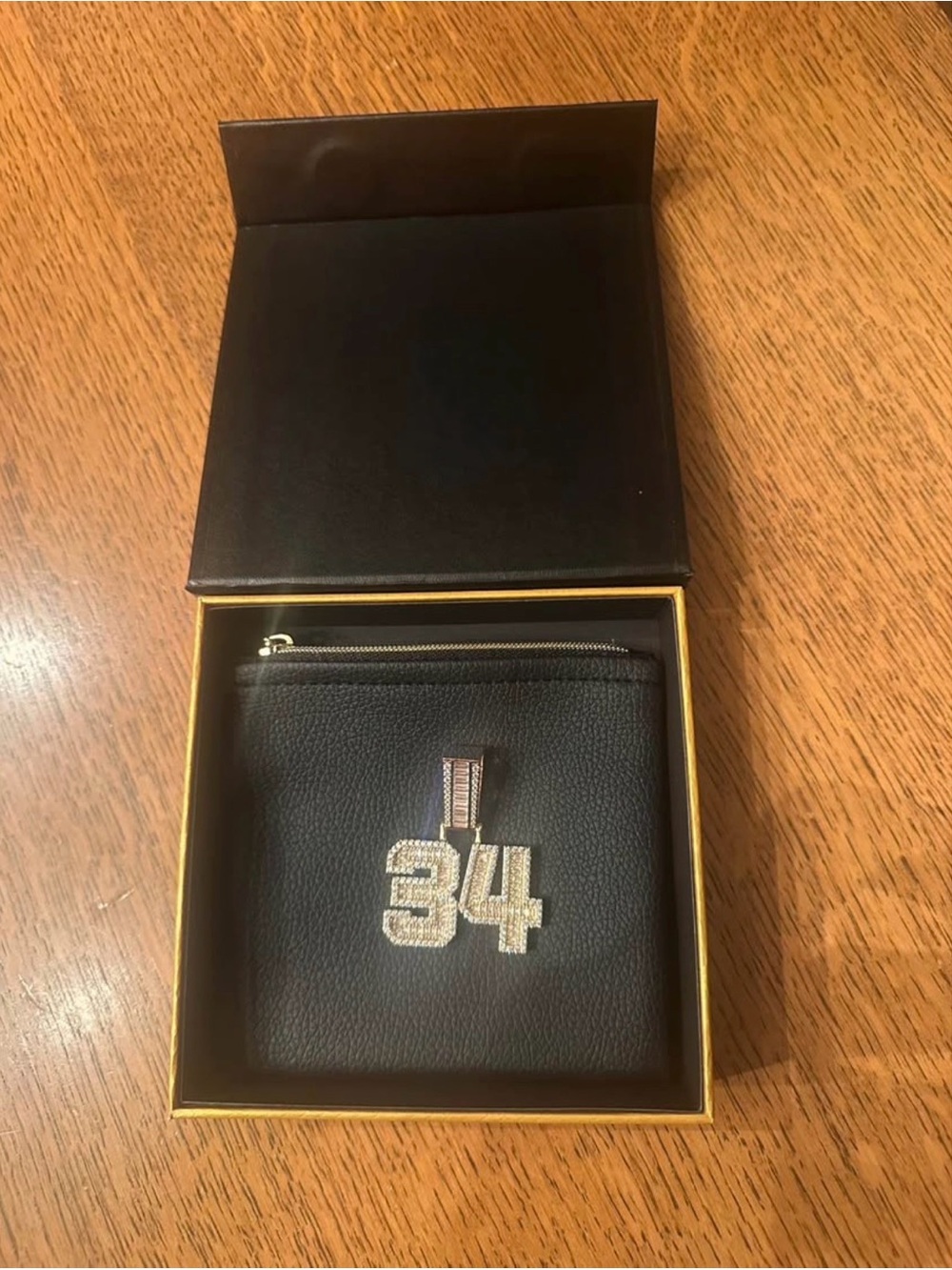 Custom Iced “34” Number Baguette Pendant